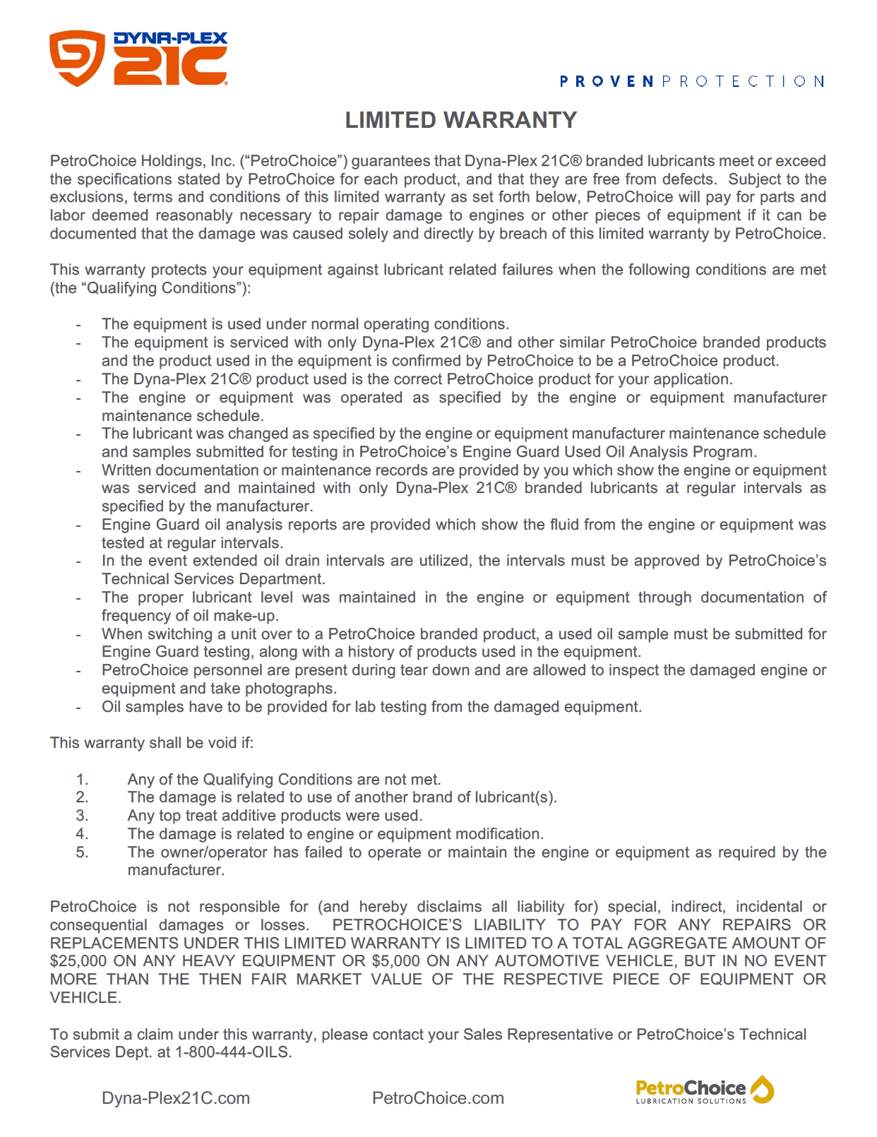Dyna-Plex 21C LIMITED WARRANTY 2017 PDF